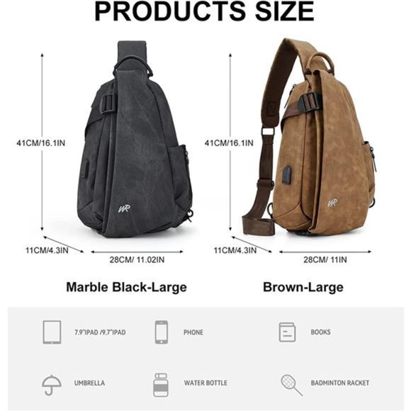 Crossbody Sling Bag for Men Small Backpack One Shoulder Bag Water Resistant - Picture 5 of 7